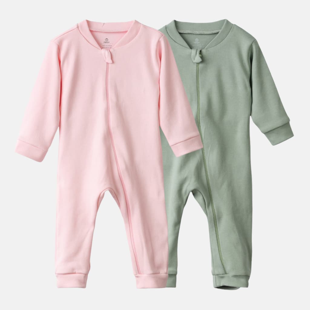 Kit 2 Macacão Bebê Menina e Menino Rn ao Tamanho 1 Suedine 100% Algodão Com Zíper