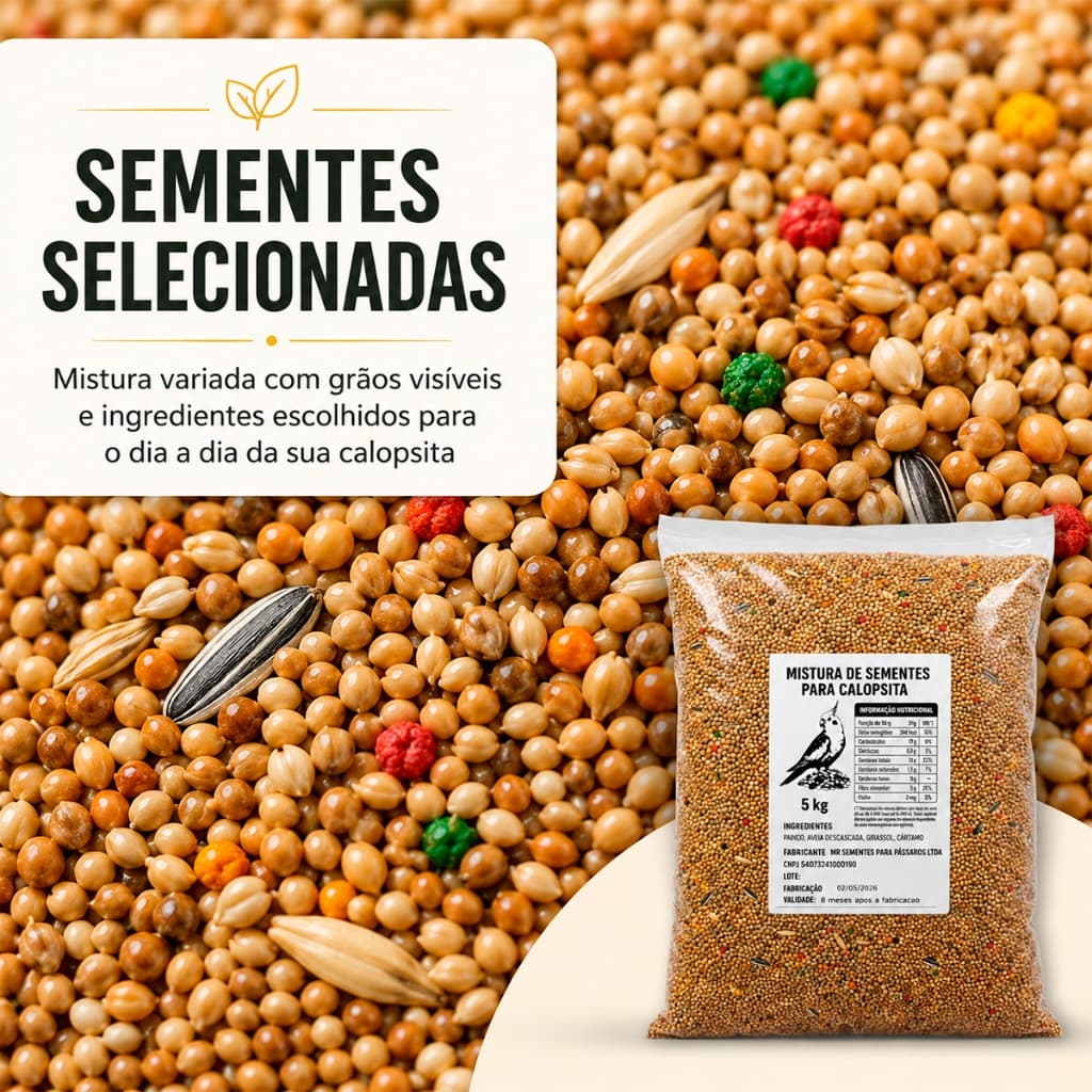 Mistura Calopsita Periquito Agaporne 5kg Sementes Passaros Nutritivas