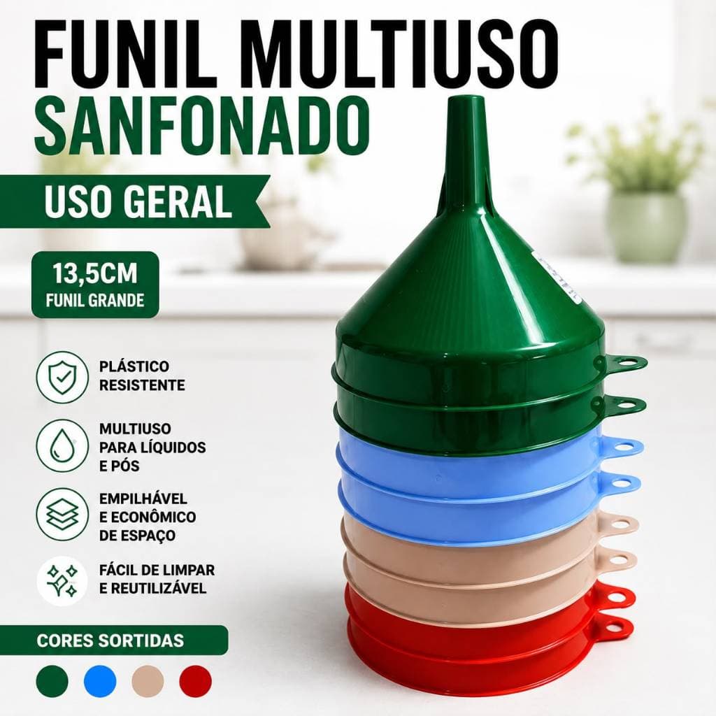 Funil Multiuso Sanfonado De Plástico 13,5cm Uso Geral Funil Grande