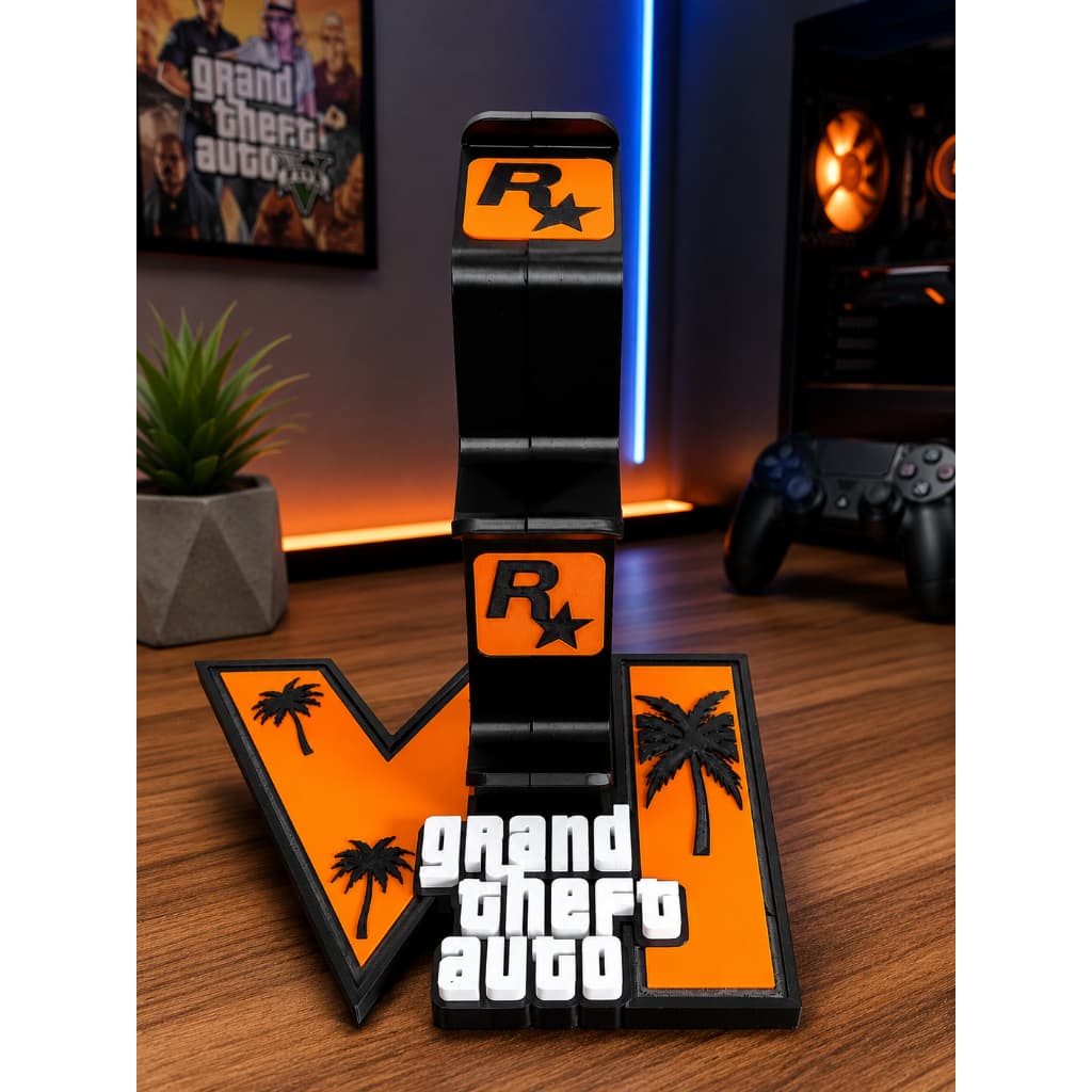 SUPORTE UNIVERSAL PARA CONTROLE PS5, PS4, XBOX E PC GTA VI | ORGANIZADOR GAMER 3D | DECORAÇÃO SETUP
