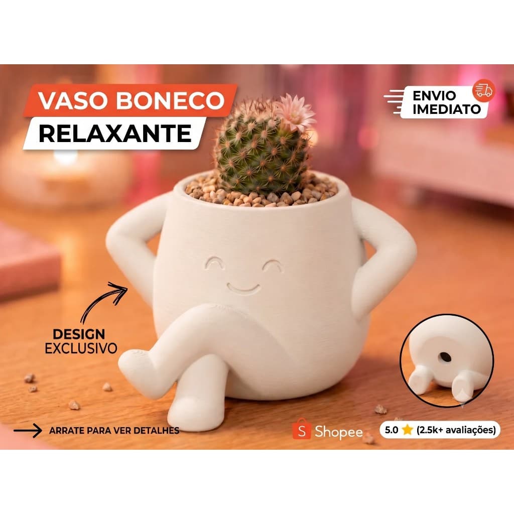 Cachepot vaso Pernas  Vaso Planta Suculenta Decorativo Enfeite Mini Vaso Sentado Envio Rápido