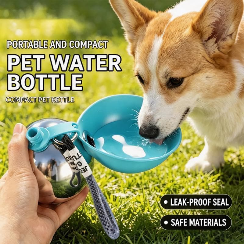 Garrafa de água dobrável para animais de estimação, garrafa portátil 2 em 1 para cães, garrafa específica para passeios