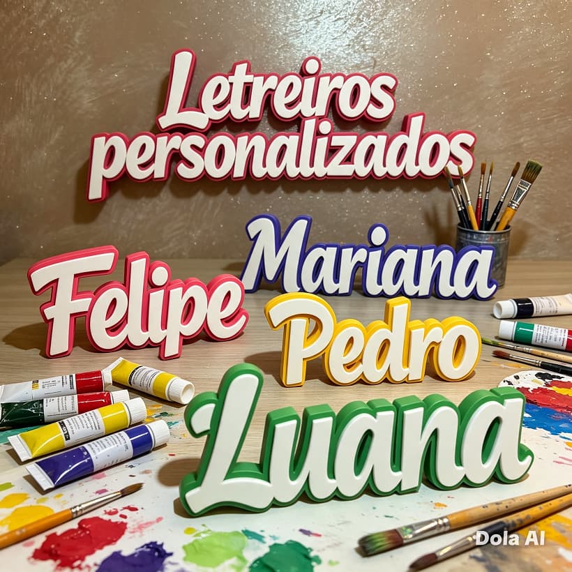 Letreiro Decorativo 3d Infantil Personalizado Nome Bebê Presente Mesa Estante Porta Tamanho até 30cm