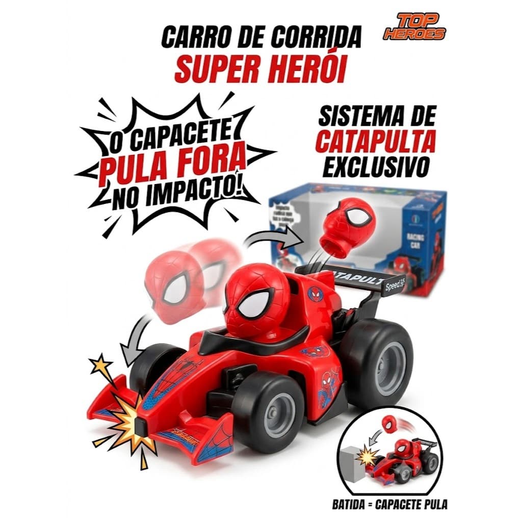 Brinquedo Carrinho de Corrida Racing Car com Luzes Música Impacto e Cambalhotas +3 Anos