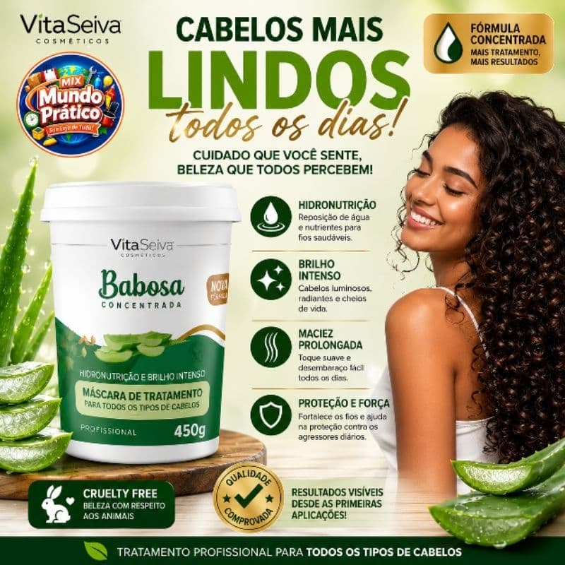 Creme Capilar Máscara de Tratamento Vita Seiva Babosa Concentrada 450g