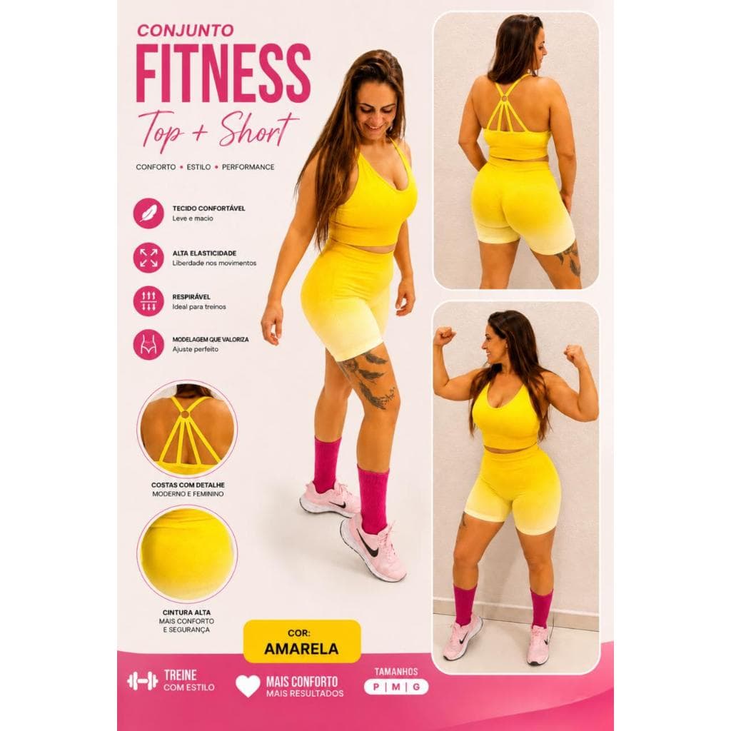 Conjunto Fitness Feminino Academia Treino Esportivo Premium Suplex Confortável Roupa Fitness Moda Fitness