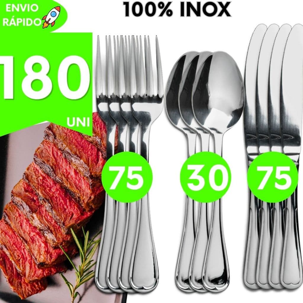 Kit Talheres Inox Talher de Mesa Cozinha Pousadas Restaurante Buffet Bares Pizzaria Colher Garfo Faca