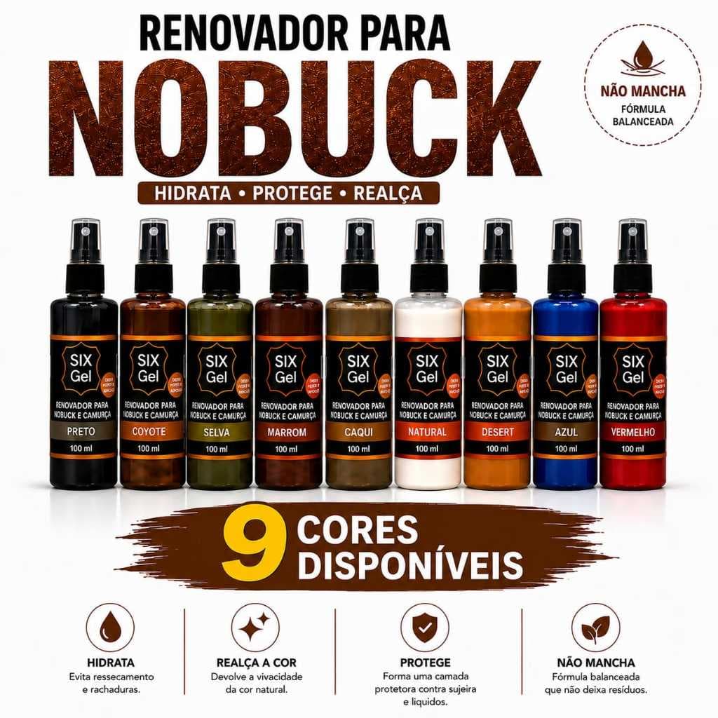 SIX Gel RENOVADOR PARA NOBUCK E CAMURÇA 100 ml COTURNOS, BOTAS, CALÇADOS EM NOBUCK E CAMURÇA