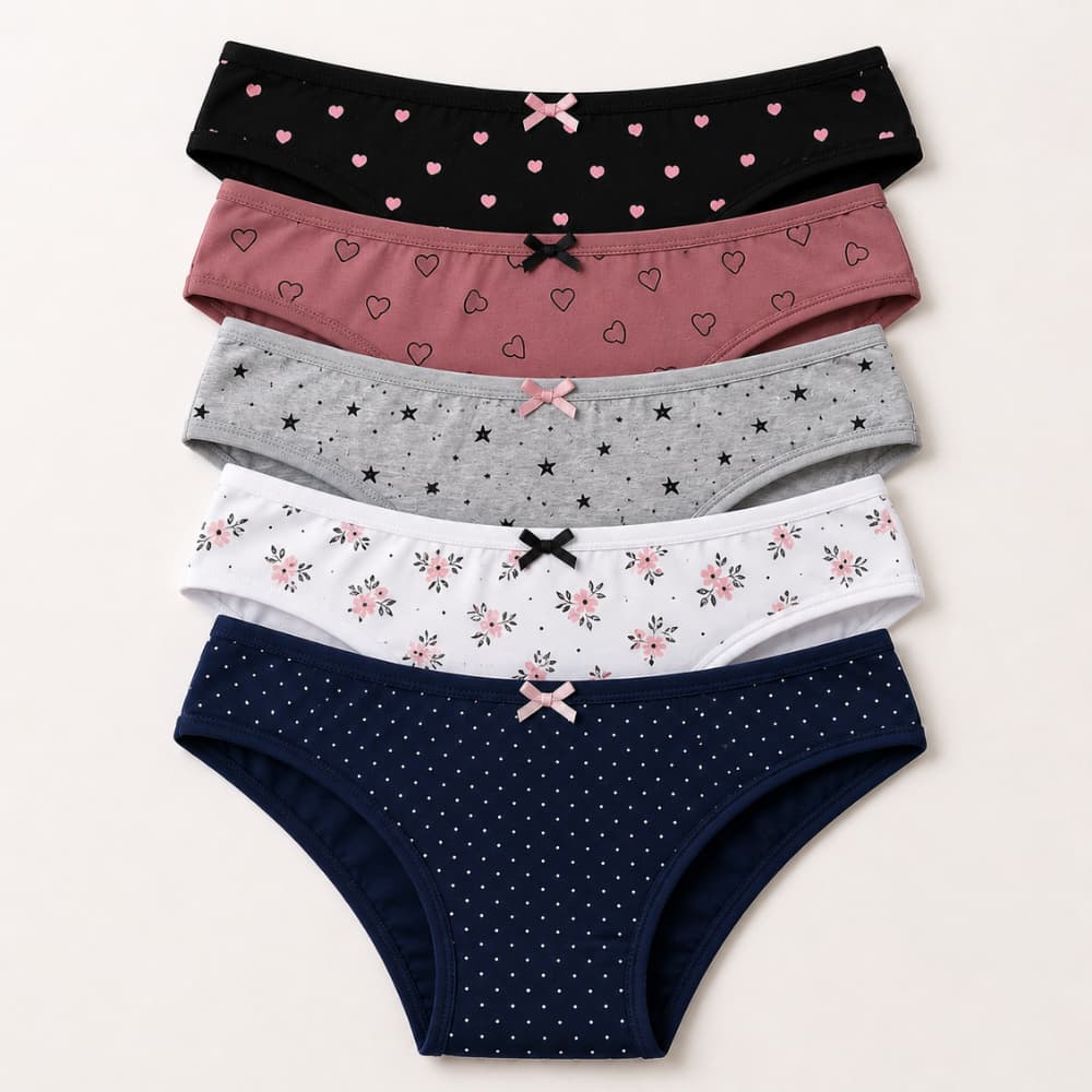 Kit 5 calcinha malha de algodão conforto cós alto tanga feminina cos largo Premium 100% algodão