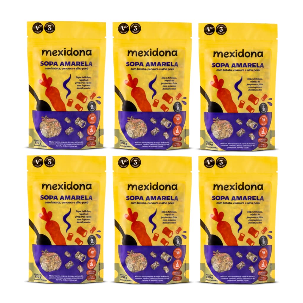 Mexidona Kit 6 Sopas Amarela 130gr  Refeição Nutritiva, Cremosa, Saudável, Fit Natural Fácil Preparo