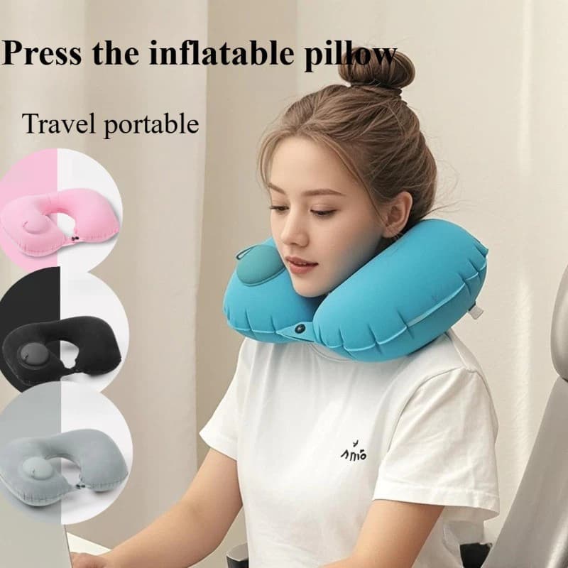 Travesseiro De Viagem Avião Inflável Leve Portátil Pescoço Automática Inflável Cervical Travesseiro