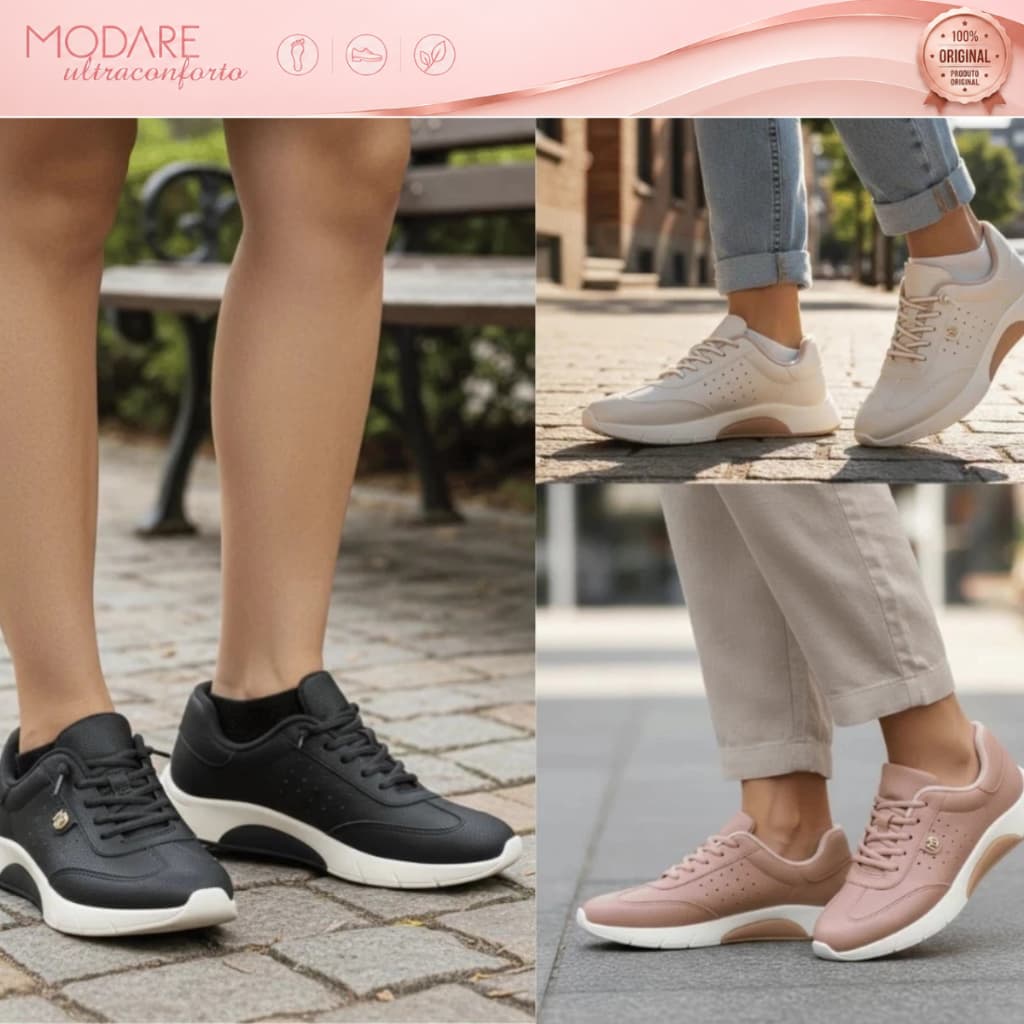 Tênis Modare Feminino UltraConforto Ortopédico Leve e Macio Original para Caminhada e Dia a Dia