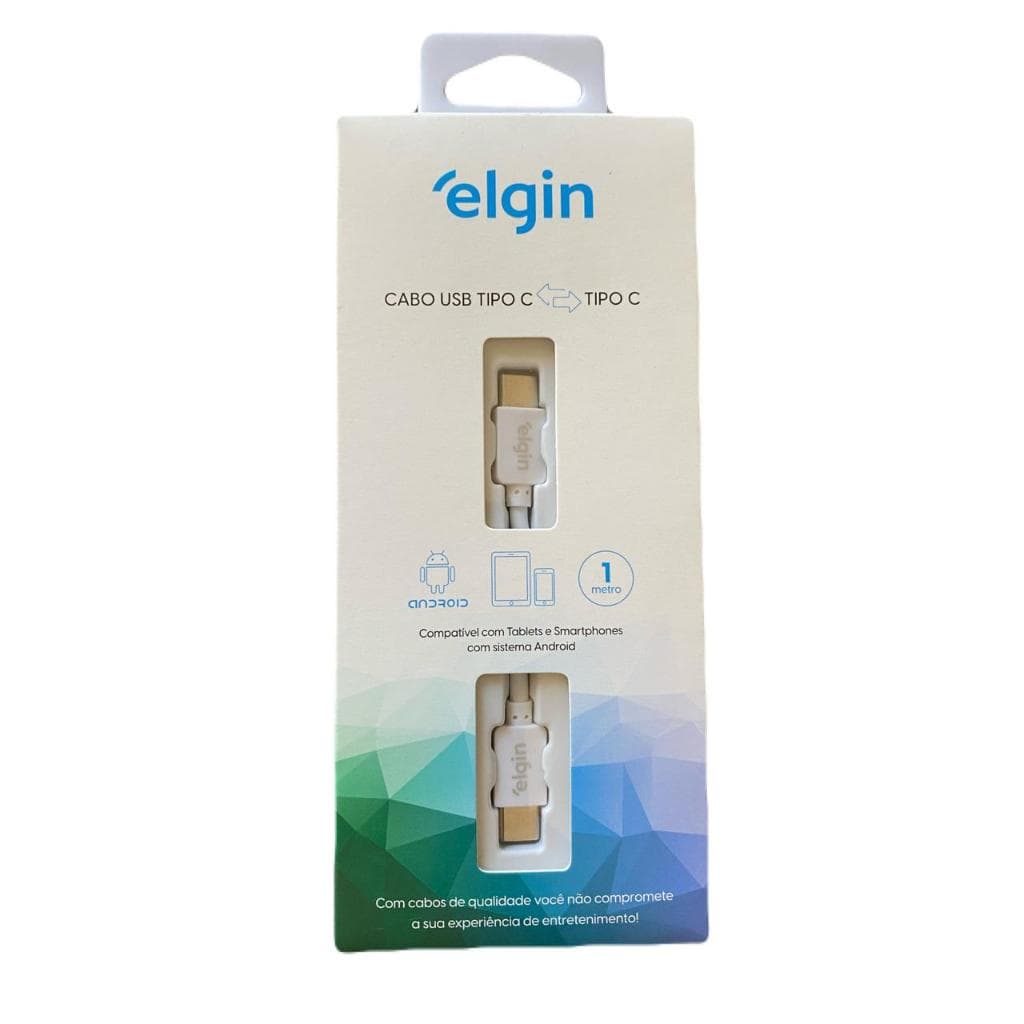 Cabo USB Tipo C para USB Tipo C Branco 1m Elgin