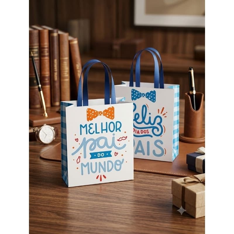 Kit de Mini sacolinhas de Presente Dia dos Pais - Tamanho 10x9 - Envio Imediato