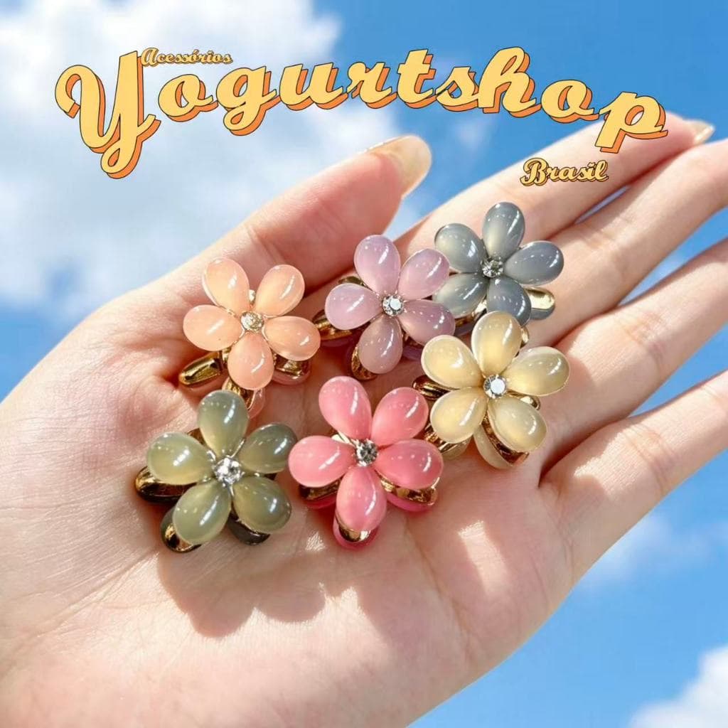 Kit 6-12 Unidades Mini Piranhas Para Cabelo Forma De Flor De Cristal Gelatina