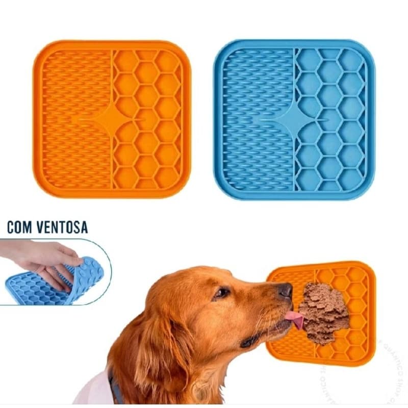 Tapete De Lamber Lento Comedouro Pet Anti Ansiedade Para Cães e Gatos