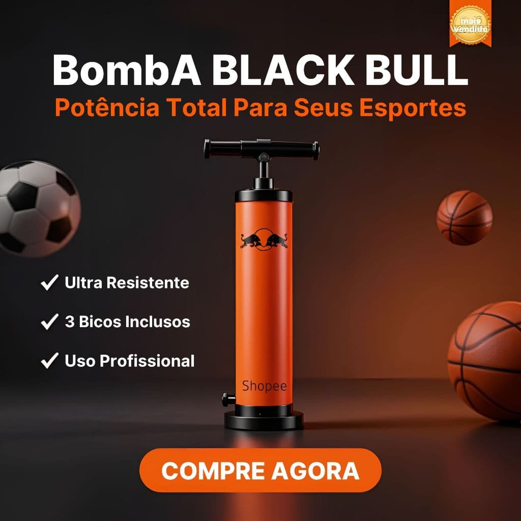 Bomba de Ar Manual para Bolas Pneus 4 Bicos Inflador Resistente Amarela Fácil Uso Aplicação Diversa