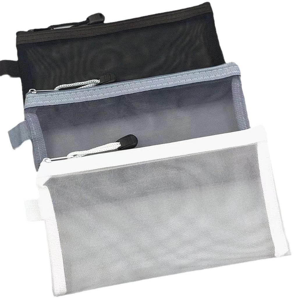 Necessaire Estojo Organizador para Viagem e Escola Branco Preto Cinza