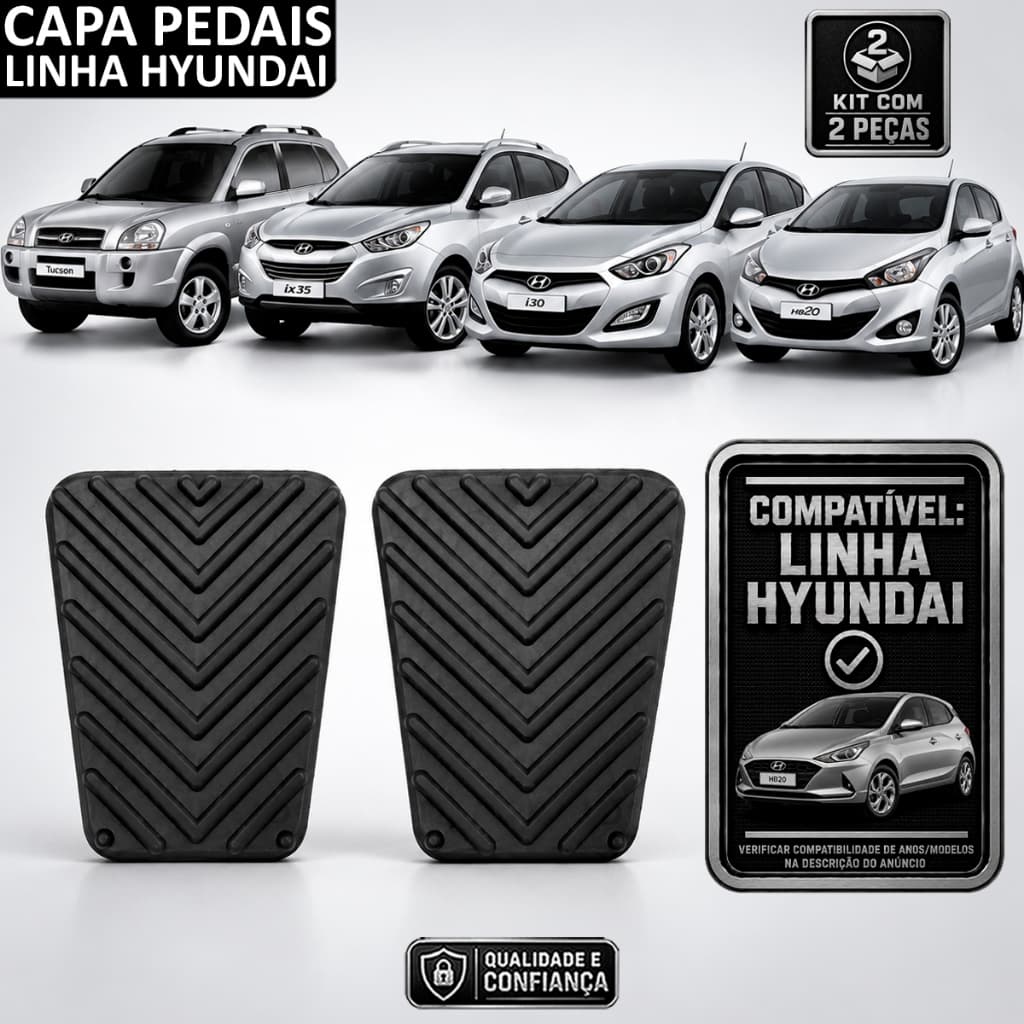 Kit Capa De Pedal Freio E Embreagem Cerato, Sportage Soul HB20 IX35 I30 Tucson