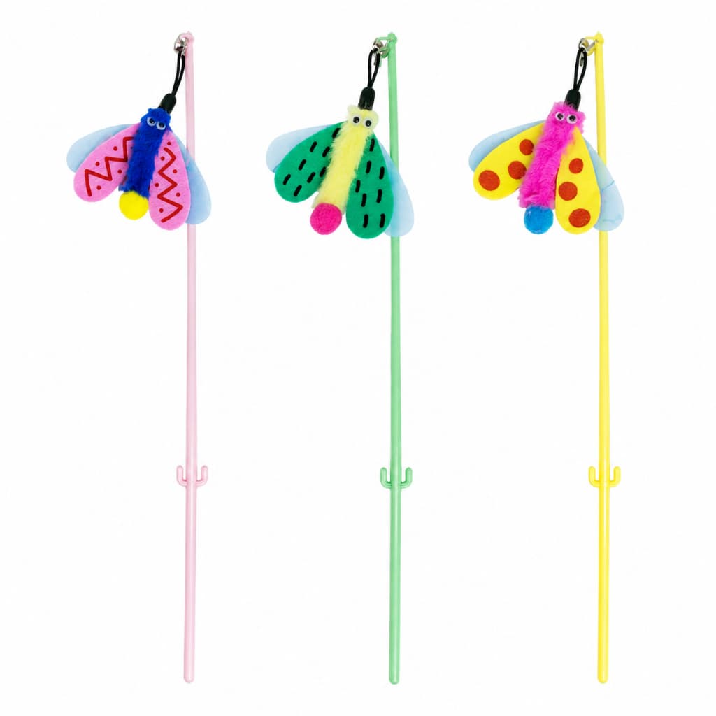 Brinquedo para Gatos Varinha com Libélula e Guizo Brinquedo de Caça Cores Sortidas