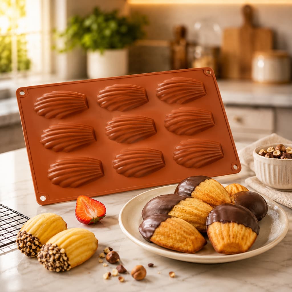 Forma de silicone para bolo biscoito doce madeleine cor marrom