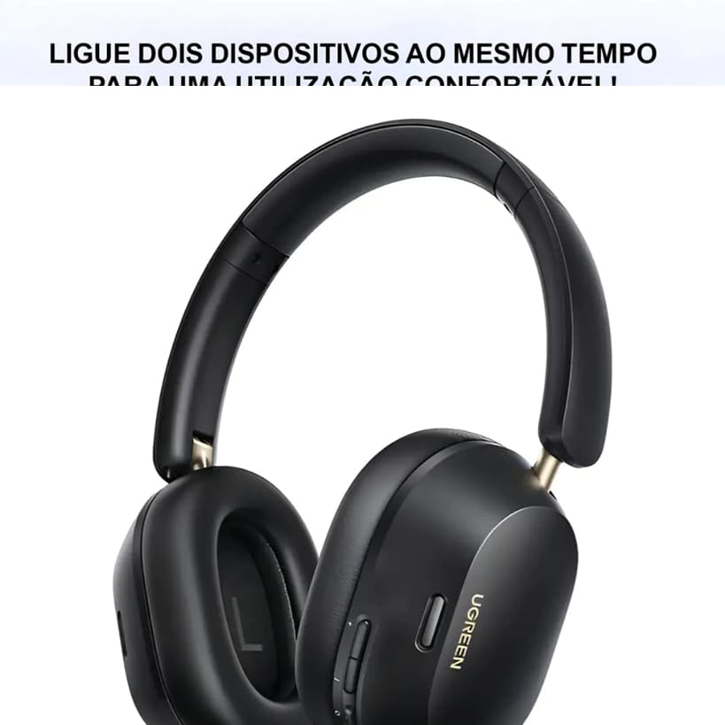 UGREEN Headphone Bluetooth Max5C Preto - Áudio de Alta Resolução e 75h de Bateria