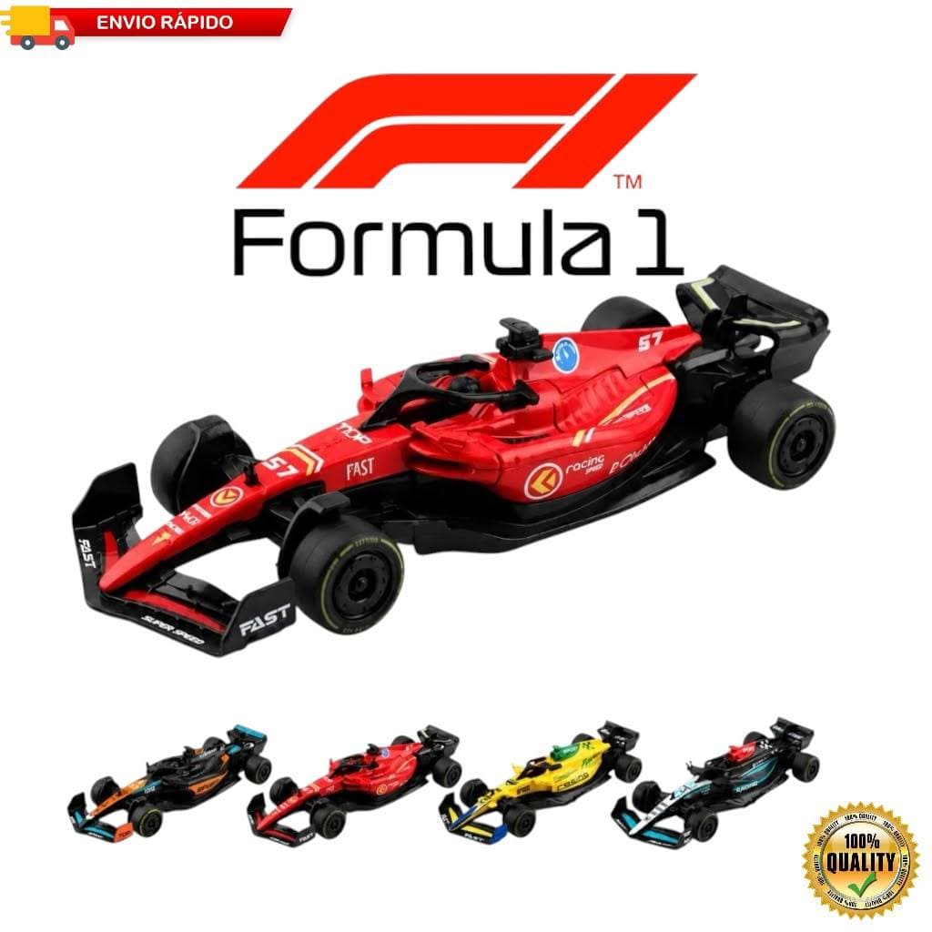 Miniatura Fórmula 1 - 4 Cores 12cm – 4 Equipes 4 Cores, Fricção, Pneus de Borracha | Carrinho Colecionável