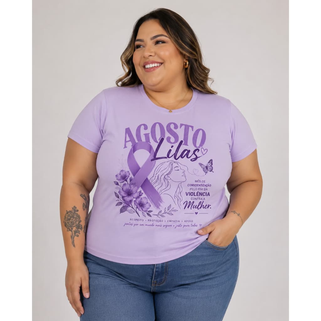 Camiseta Agosto Lilas, Campanha pelo fim da Violencia doméstica/ Violencia contra mulher