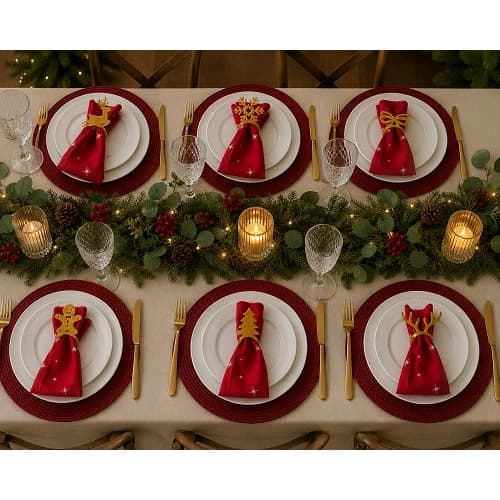 Porta Guardanapos Natal Dourado Mesa Posta LuxoPLA