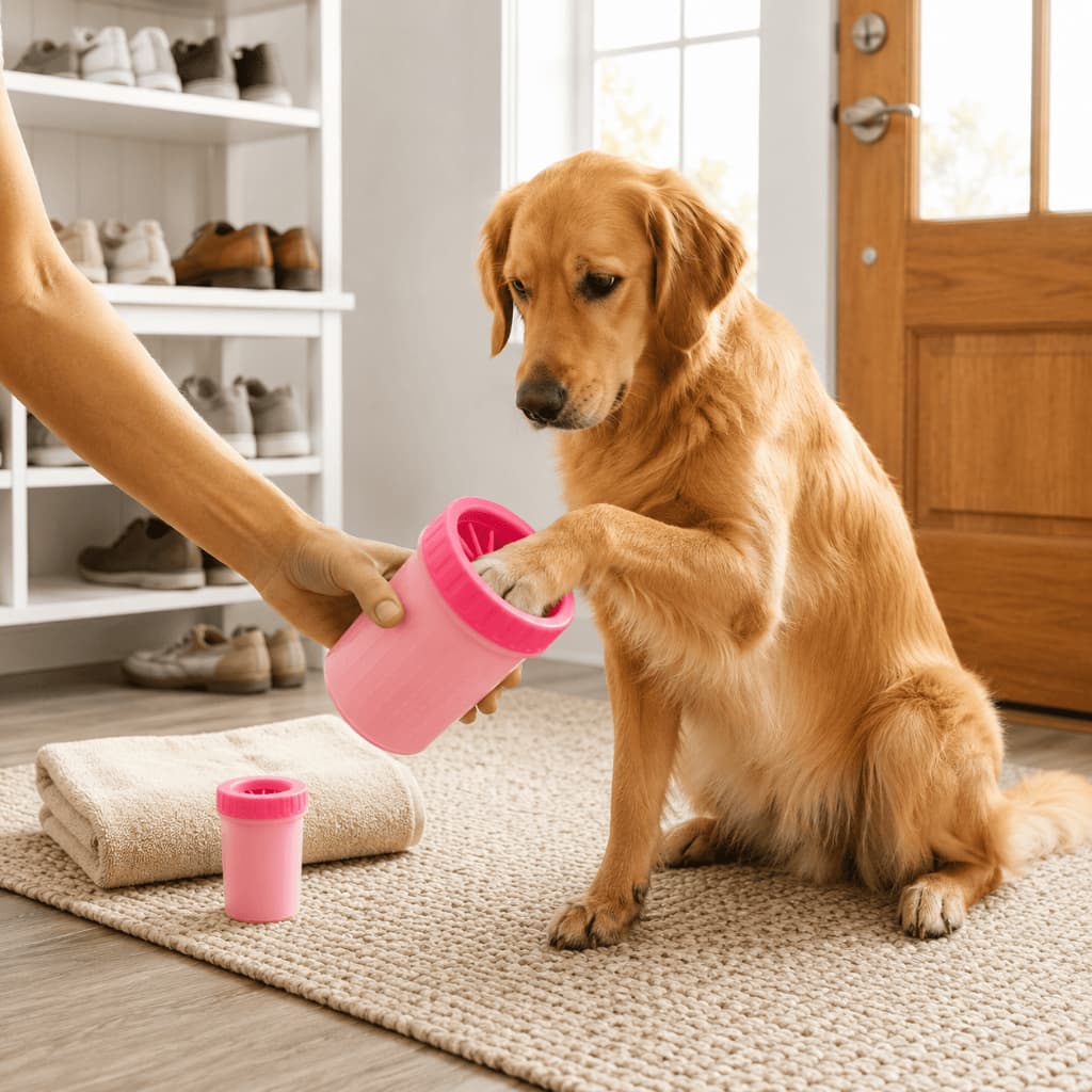 Copo Limpa Patas Cachorro Gato Rosa Pets Pequenos e médios