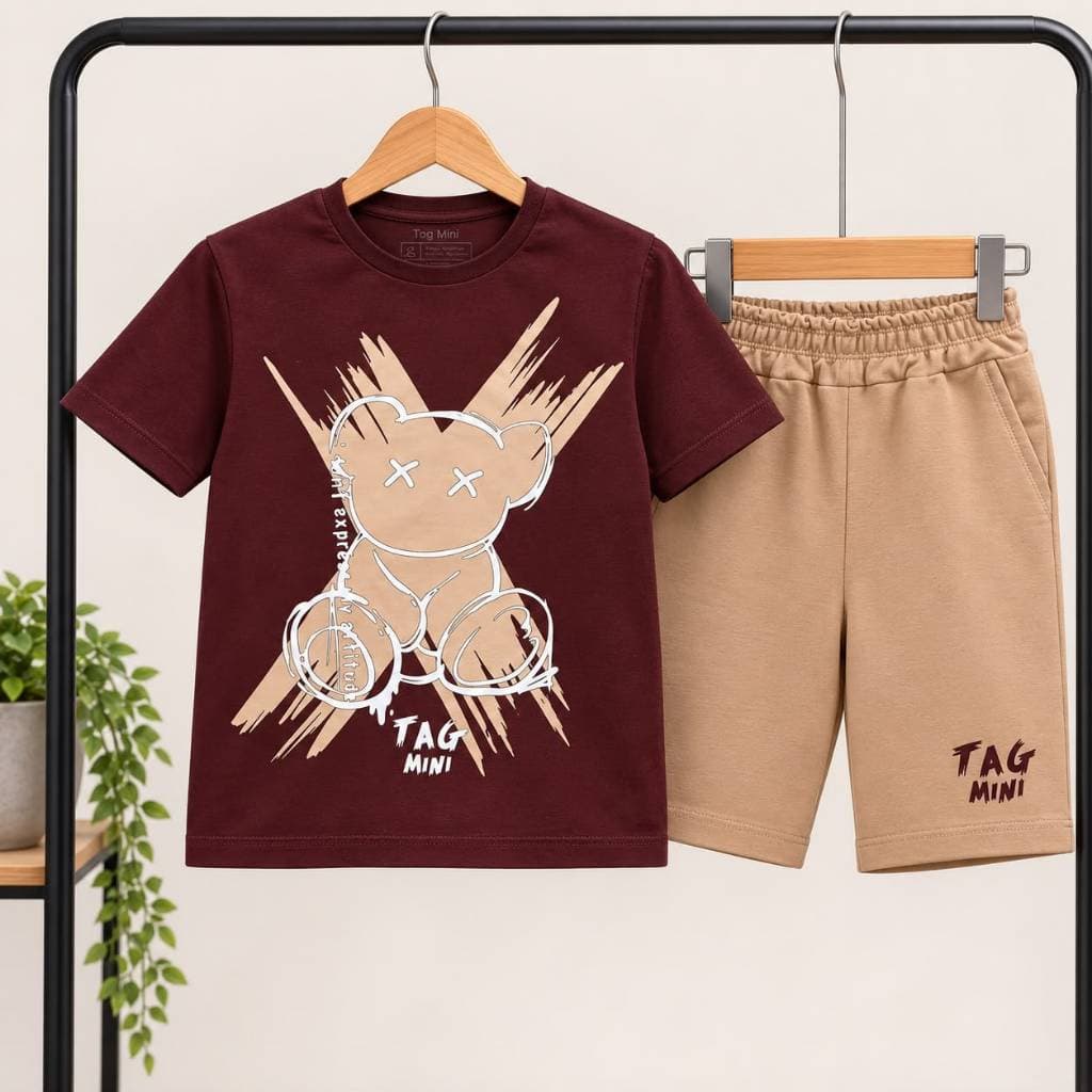 Conjunto Masculino Menino Urso Bege Juvenil