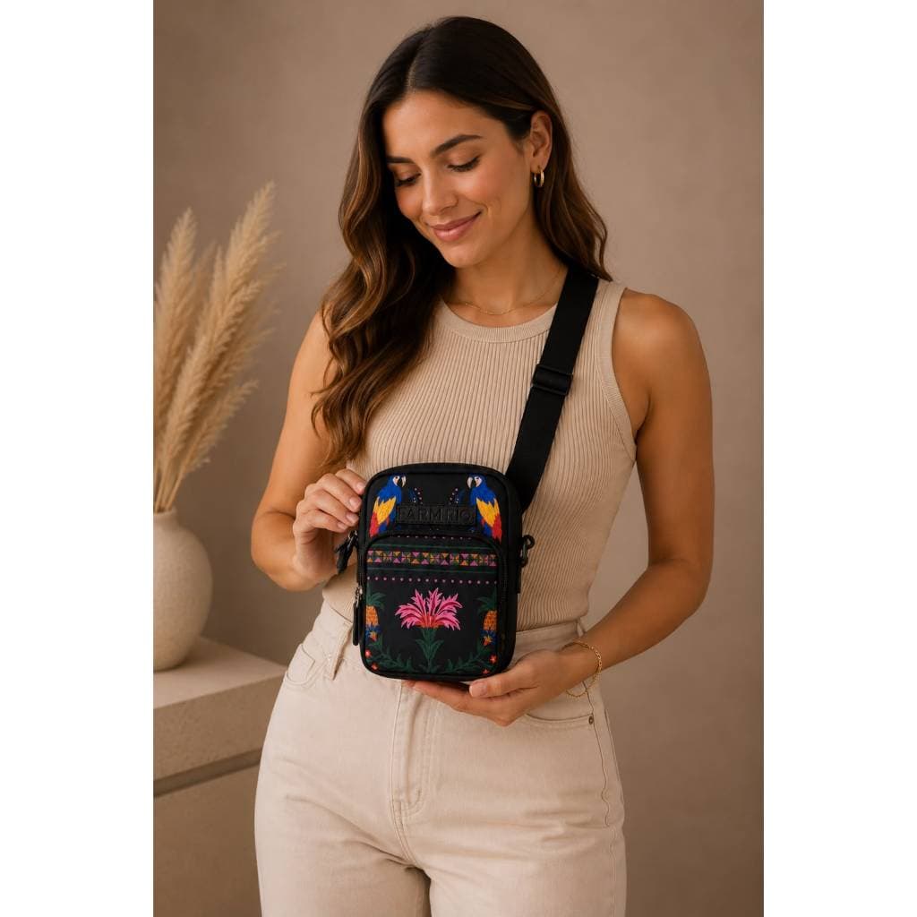 Mini Bag Transversal Estampada Tropical Estilo Farm Alça Regulavel Envio Rápido