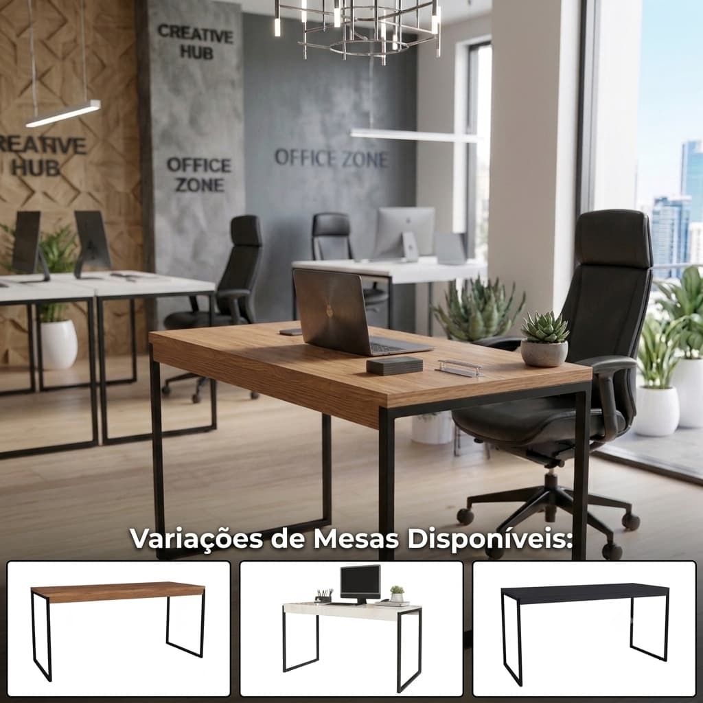 Mesa Escrivaninha Industrial 90cm Home Office Para Escritorio Cores