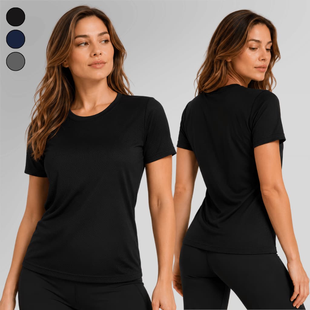 Camiseta Feminina Esportiva Manga Curta Respirável para Academia Corrida Treino Caminhada