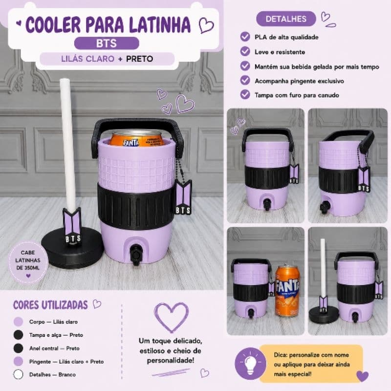 COOLER PORTA-LATINHA 350 ML COM TAMPA E CANUDO