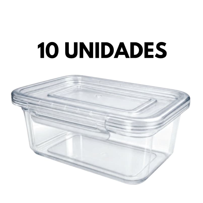 Kit 10 Potes 800ml Herméticos Com Tampa e Travas Multiuso Utilidades