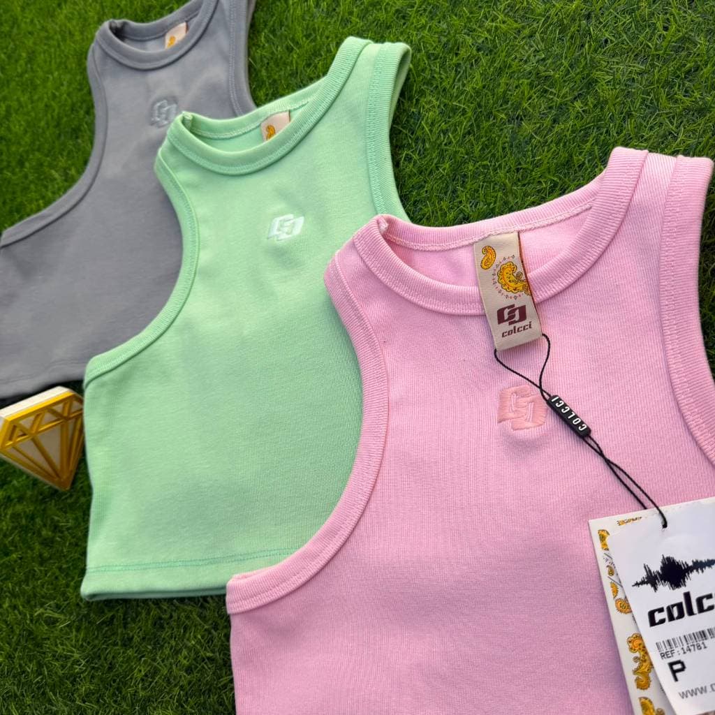 Cropped Feminino Colcci Bordado Premium Básica Moda Tendencia