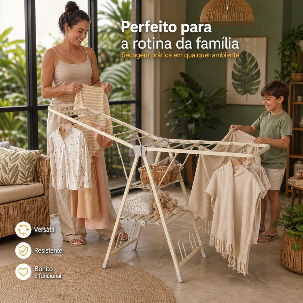 Varal De Roupas Dobrável Em Formato Borboleta, Grande Capacidade, Estrutura Articulada Para Varanda E Área De Serviço
