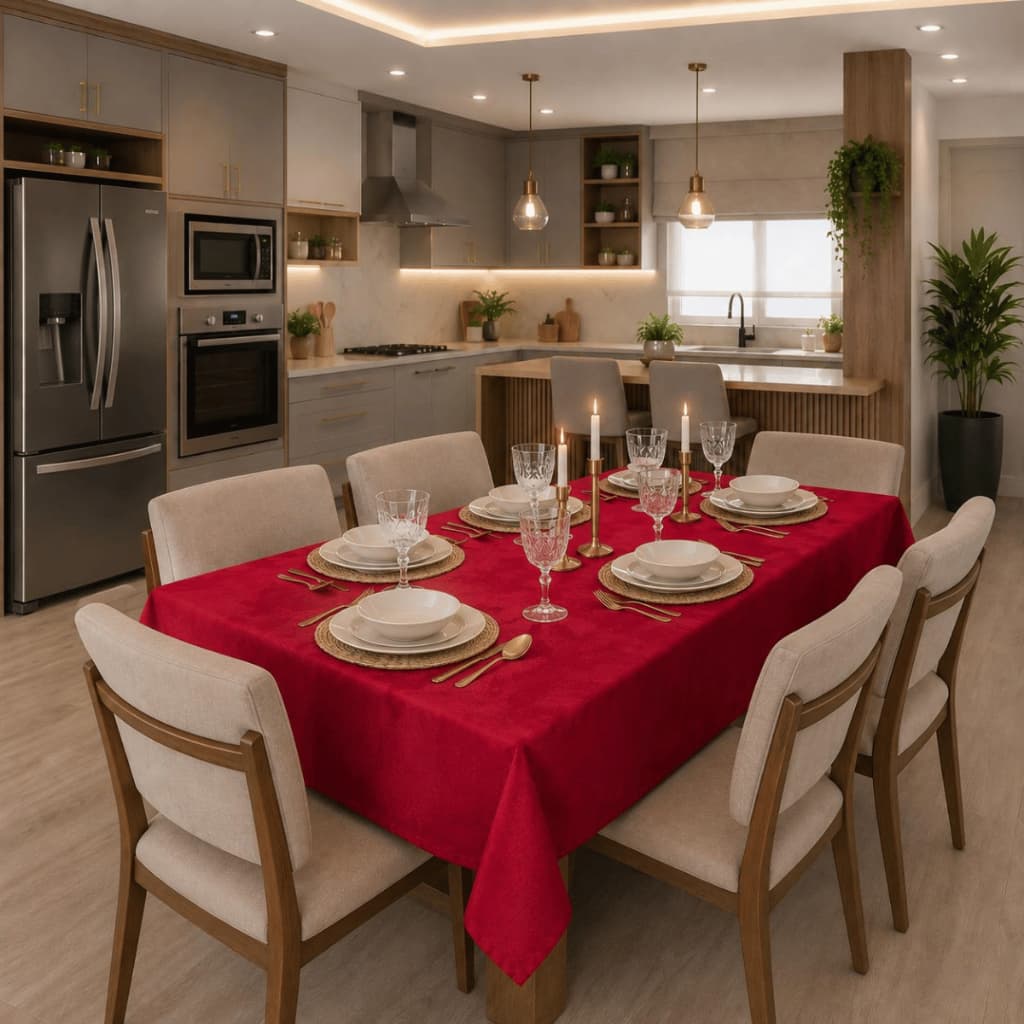 Toalha de Mesa Jacquard Retangular Impermeável Anti Mancha Várias Cores e Tamanhos