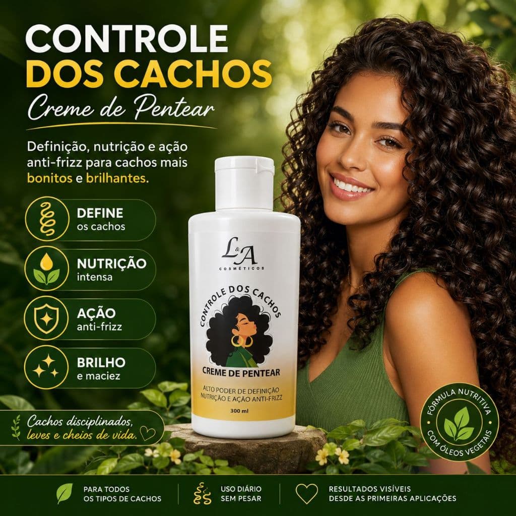 Creme para Pentear Cachos com Óleo de Linhaça e Macadâmia