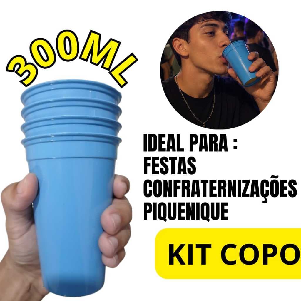 KIT COPO PLÁSTICO 300ML 4 UNIDADES