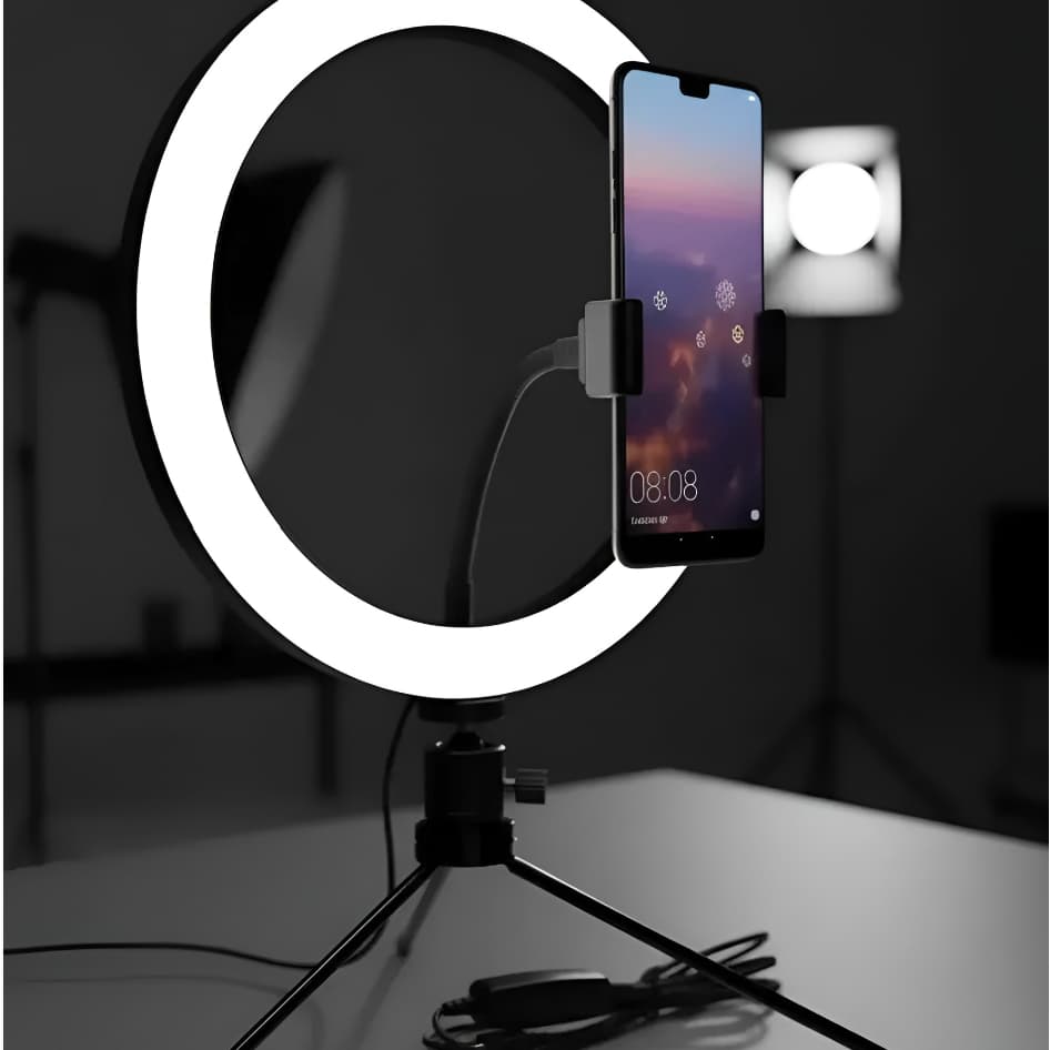 Ring Light 8 Polegadas LED Iluminador Portatil Com Tripé Suporte Para Celular Pc gamer Luz Led Fotos