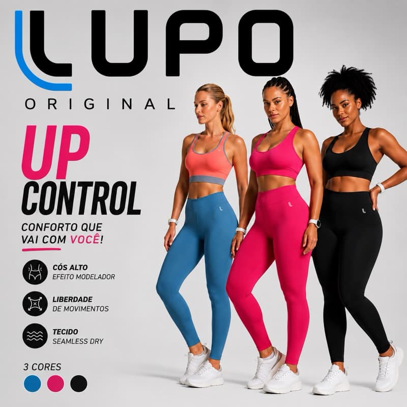 Calça Legging Lupo Up Control Original Cós Alto Modeladora Seamless Emana Academia Fitness Feminina