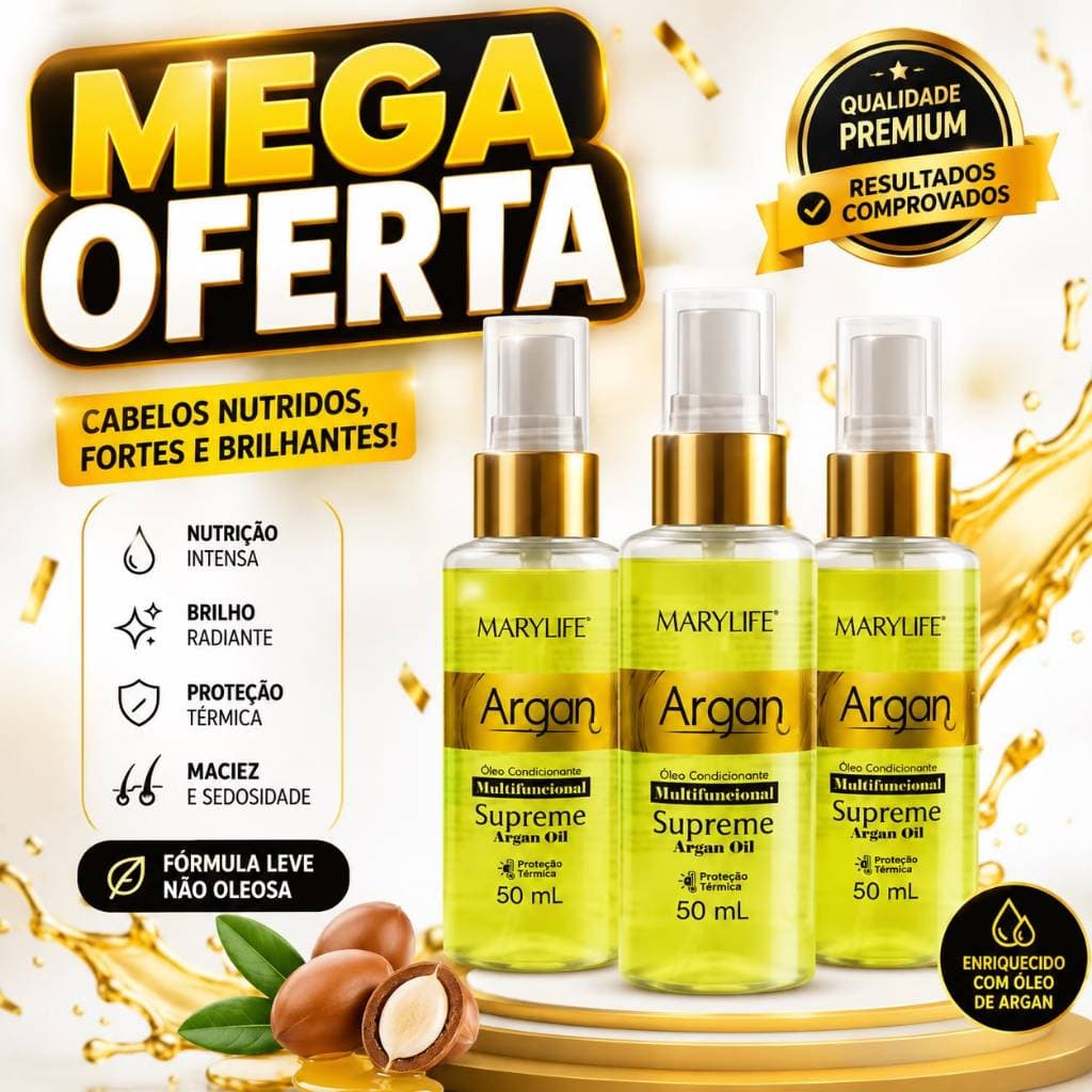 Kit 3 Reparador de Pontas Óleo De Argan Supreme Argan Oil 50ml - Mary Life