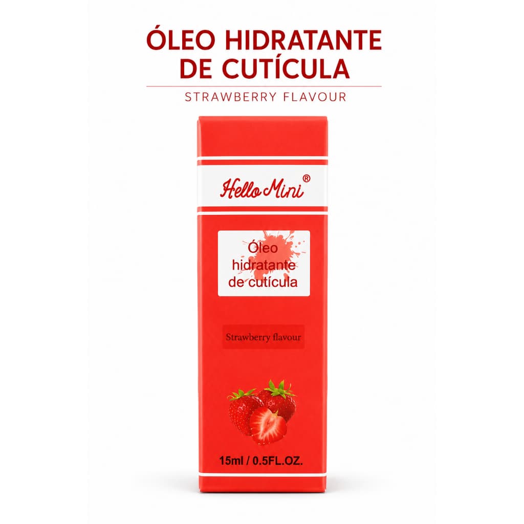 Óleo Hidratante de Cutículas Morango Hello Mini Óleo para Unhas Tratamento Cutículas 15ml