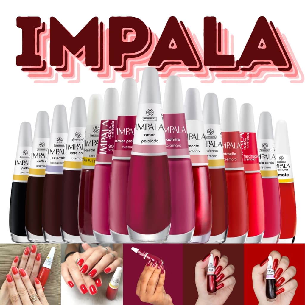 Kit 15 Esmaltes Impala Tons de Vermelho Marrom Perolado Cremoso Atacado Manicure