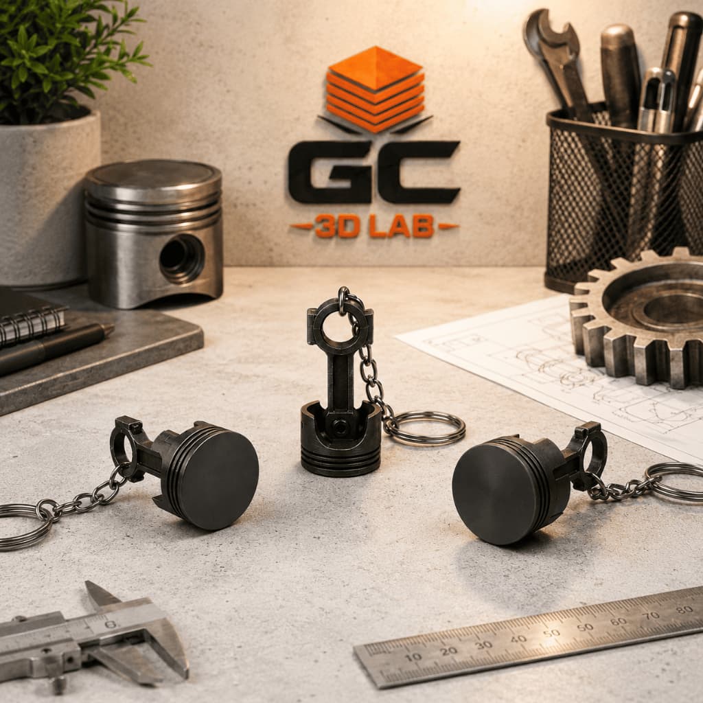 Kit 3 Chaveiros Pistão Estilo Automotivo Turbo Carro Moto Personalizado Impressão 3D