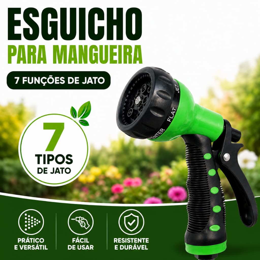 Esguicho Mangueira De Jardim De Múltiplos Tipos De Jato Com 7 Funções