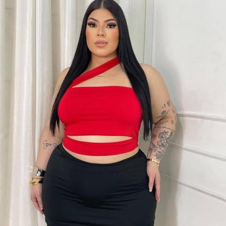 Cropped Plus Vermelho Top Faixa Regata Moda Plus