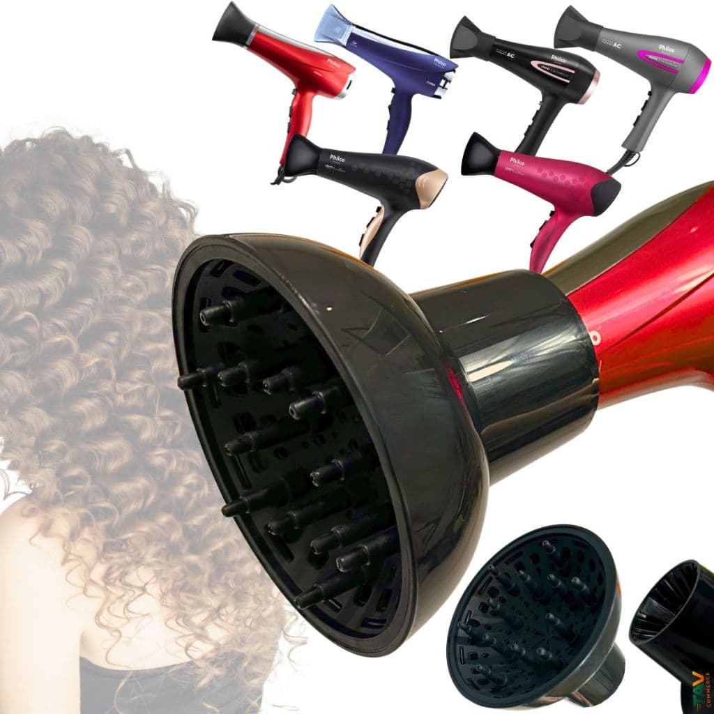 DIFUSOR CACHOS BICO SECADOR PHILCO UNIVERSAL GRANDE DEFINIDOR CABELO CACHEADO ONDULADO ACESSÓRIO